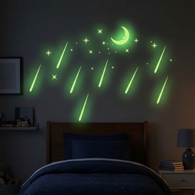 NC Sticker - Moon 30 Stars - Phosphorescent - Wall Sticker - Publicité NC Sticker - Moon 30 Stars - Phosphorescent - Wall Sticker - Publicité