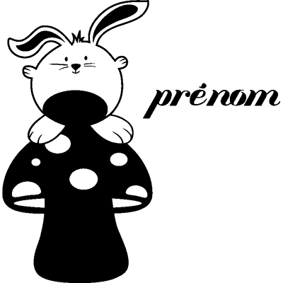 Ambiance-sticker Sticker prénom personnalisable Lapin sur un champignon - Publicité Ambiance-sticker Sticker prénom personnalisable Lapin sur un champignon - Publicité
