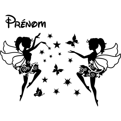 Ambiance-sticker Sticker prénom personnalisé fées en robes florales - Publicité Ambiance-sticker Sticker prénom personnalisé fées en robes florales - Publicité