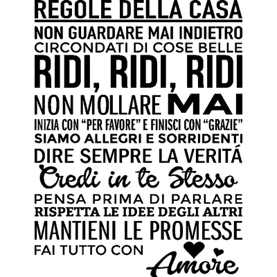 NC Sticker Regole della casa II - Publicité NC Sticker Regole della casa II - Publicité
