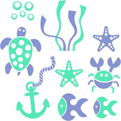 Ambiance-sticker Sticker set d'animaux marins à deux couleurs - Publicité Ambiance-sticker Sticker set d'animaux marins à deux couleurs - Publicité