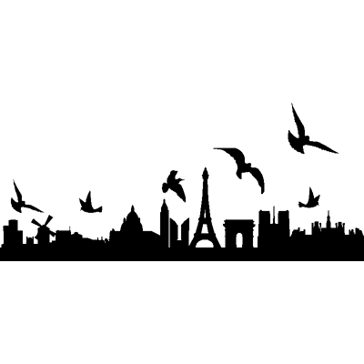 NC Sticker skyline oiseaux survolant Paris - Publicité NC Sticker skyline oiseaux survolant Paris - Publicité