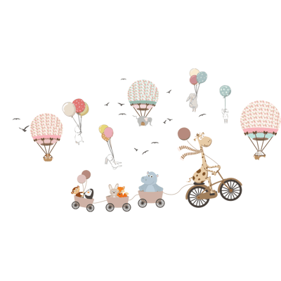 Ambiance-sticker Stickers animaux et montgolfières dans les nuages - Publicité Ambiance-sticker Stickers animaux et montgolfières dans les nuages - Publicité