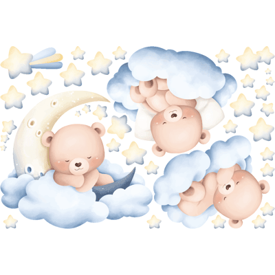 Ambiance-sticker - Oursons rêveurs - Multicolor - Moon - Wall sticker - Publicité Ambiance-sticker - Oursons rêveurs - Multicolor - Moon - Wall sticker - Publicité