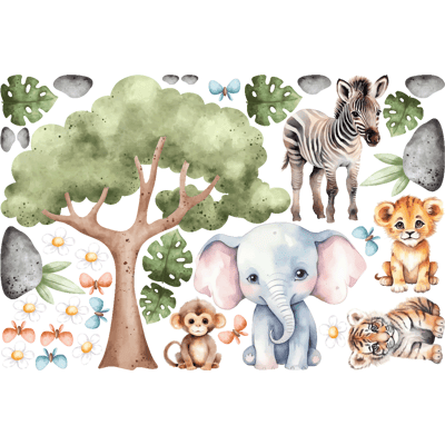 Ambiance-sticker Stickers aquarelles animaux africains - Publicité Ambiance-sticker Stickers aquarelles animaux africains - Publicité