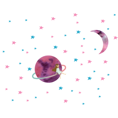 Unknown - Ambiance-sticker - Space girl theme - Planet 45 cm - Sticker - Publicité Unknown - Ambiance-sticker - Space girl theme - Planet 45 cm - Sticker - Publicité