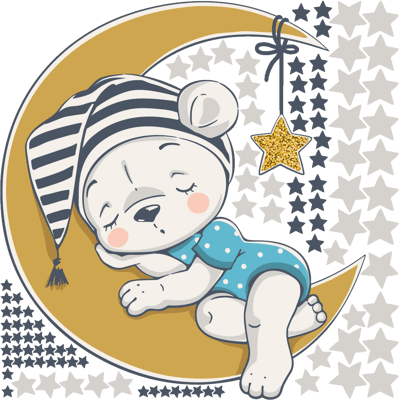 Ambiance-sticker Stickers ourson mignon sur la lune et 100 étoiles + 100 étoiles phosphorescentes - Publicité Ambiance-sticker Stickers ourson mignon sur la lune et 100 étoiles + 100 étoiles phosphorescentes - Publicité