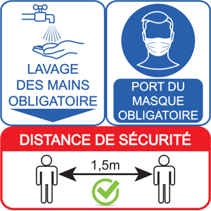 Ambiance-sticker Lot de 3 stickers covid-19 mesures sanitaires à respecter