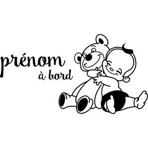 Ambiance‑Sticker Sticker Bébé à bord personnalisable et son doudou