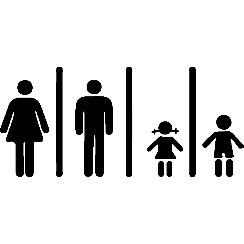 Ambiance-sticker Sticker porte WC homme, femme et enfants