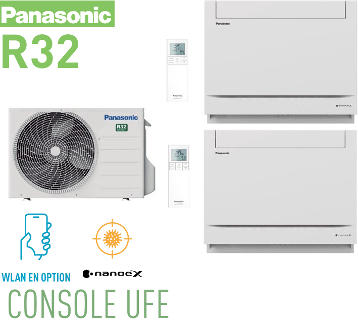 Notice d'utilisation, manuel d'utilisation et mode d'emploi Panasonic Bi-split Console CU-2Z50TBE + 1x CS-MZ20UFEA + 1x CS-Z35UFEAW R32   