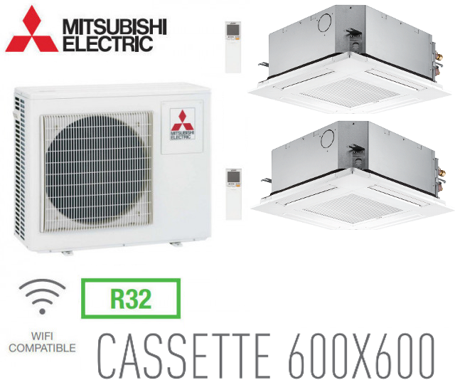 Notice d'utilisation, manuel d'utilisation et mode d'emploi Mitsubishi Bi-split Cassette Inverter 4 voies 600 x 600 MXZ-5F102VF + 2 SLZ-M50FA   