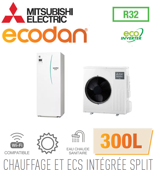 Notice d'utilisation, manuel d'utilisation et mode d'emploi Mitsubishi Ecodan CHAUFFAGE SEUL SPLIT HYDROBOX DUO 300L R32 EHST30D-VM6ED + SUZ-SWM80VA   