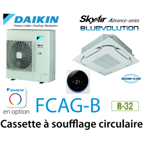 Daikin Cassette 8 voies «Round Flow» Advance FCAG125B monophase
