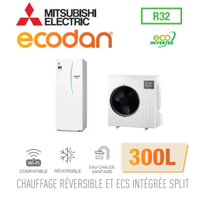 Mitsubishi Ecodan Reversible SPLIT HYDROBOX DUO 300L R32 ERST30D-VM2ED + SUZ-SWM40VA