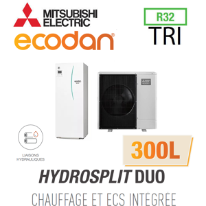 Mitsubishi Ecodan CHAUFFAGE SEUL HYDROSPLIT DUO 300L R32 EHPT30X-YM9ED + PUZ-WM85YAA