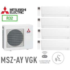 Mitsubishi Quadri-split Mural Compact MXZ-4F83VF + 3 MSZ-AP15VGK + 1 MSZ-AY42VGK - R32