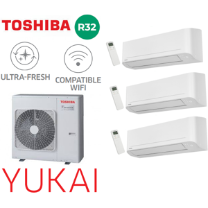 Toshiba Yukai Tri-Split RAS-3M18G3AVG-E + 2 RAS-B07E2KVG-E + 1 RAS-B10E2KVG-E