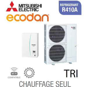 Mitsubishi Ecodan CHAUFFAGE SEUL SPLIT HYDROBOX R410A EHSE-YM9ED + PUHZ-SW160YKA triphasé