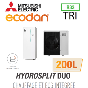 Mitsubishi Ecodan CHAUFFAGE SEUL HYDROSPLIT DUO 200L R32 EHPT20X-VM6D + PUZ-WM85YA