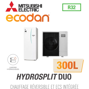 Mitsubishi Ecodan Réversible HYDROSPLIT DUO 300L R32 ERPT30X-VM2ED + PUZ-WM85VAA