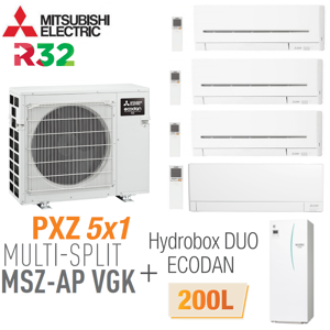 Mitsubishi 5-split PXZ-5F85VG + 3 MSZ-AP15VGK + 1 MSZ-AY50VGK + EHST20D-VM2D