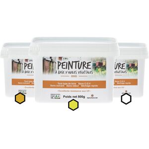 Apiculture.net - Materiel apicole francais Pack Automnal : 3 pots de peinture (ocre, citron, blanc)