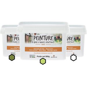 Apiculture.net - Materiel apicole francais Pack Estival : 3 pots de peinture (olive, anis, blanc)