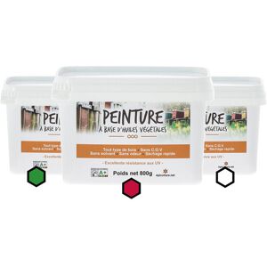 Apiculture.net - Matériel apicole français Pack Bourgogne : 3 pots de peinture (bordeaux, vert, blanc)