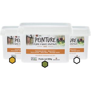 Apiculture.net - Matériel apicole français Pack Méditerranée : 3 pots de peinture (ocre, olive, blanc)