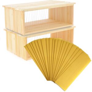 Apiculture.net - Matériel apicole français Pack de 20 cadres droits + 20 feuilles de cire gaufrée Dadant Hausse