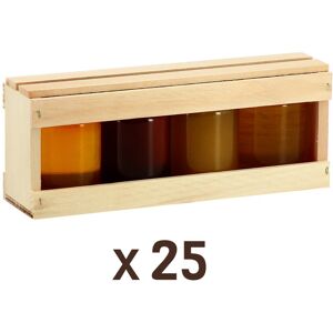 Apiculture.net - Matériel apicole français 25 coffrets bois pour 4 pots de 125g standard