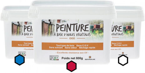 Lubéron Apiculture Pack Classique : 3 pots de peinture (bleu, bordeaux, blanc) Lubéron Apiculture Pack Classique : 3 pots de peinture (bleu, bordeaux, blanc)