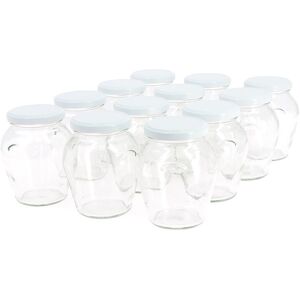 Apiculture.net - Materiel apicole francais 6 pots verre Orcio 500g (370 ml) TO 63 avec couvercles - Blanc