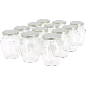 Apiculture.net - Materiel apicole francais 6 pots verre Orcio 500g (370 ml) TO 63 avec couvercles - Argent