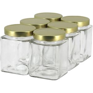 Apiculture.net - Materiel apicole francais 6 pots verre jupe haute Quadro 750 g (580 ml) avec couvercles Deep - Or