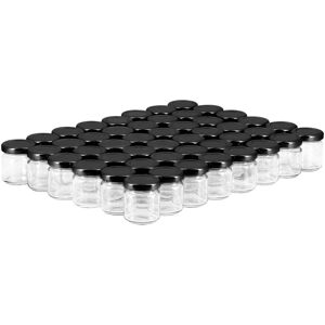 Apiculture.net - Materiel apicole francais 48 pots verre 50ml avec couvercles TO43 - Noir