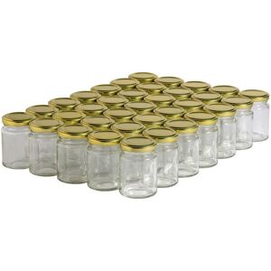 Apiculture.net - Matériel apicole français 35 pots verre droits 125g (106 ml) avec couvercles TO 48 - Doré