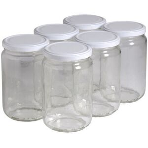 Apiculture.net - Matériel apicole français 6 pots verre 1kg (750 ml) avec couvercles TO 82 - Blanc