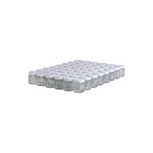 Apiculture.net - Matériel apicole français 48 pots verre hexagonaux 50g (47 ml) avec couvercles TO 43 - Blanc