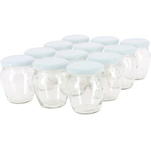 Apiculture.net - Matériel apicole français 6 pots verre Orcio 400g (314 ml) TO 63 avec couvercles - Blanc