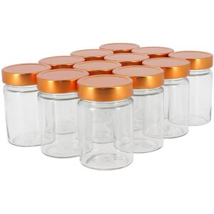 Apiculture.net - Matériel apicole français 12 pots verre 400g (314ml) Haut Modernes avec couvercles TO70 Deep - Cuivré