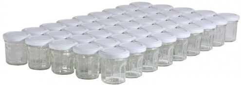Lubéron Apiculture 45 pots verre facettes 50g (44 ml) avec couvercle TO 48 - Couvercle - Blanc Lubéron Apiculture 45 pots verre facettes 50g (44 ml) avec couvercle TO 48 - Couvercle - Blanc