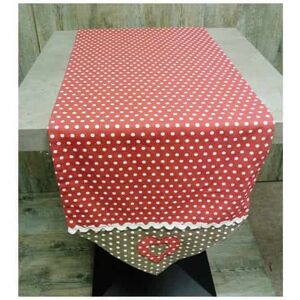 ART Chemin de table a pois choco et rouge -