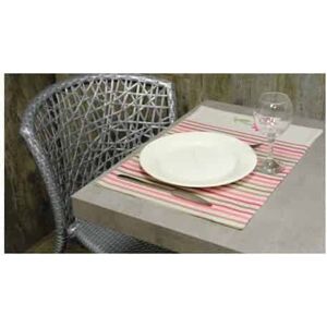 ART 2 Sets de table rayé rose et brodé -