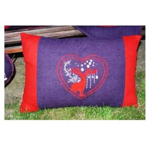 Douce France Coussin rectangulaire en laine brodée aubergine - - Publicité Douce France Coussin rectangulaire en laine brodée aubergine - - Publicité