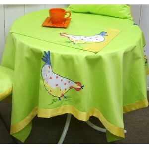 ATELIER DE LA DECO Nappe "spécial Pâques" motif poule dessinée à la main - - Publicité ATELIER DE LA DECO Nappe "spécial Pâques" motif poule dessinée à la main - - Publicité
