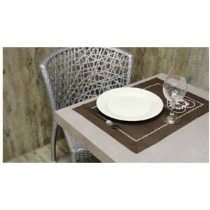ATELIER DE LA DECO 2 Sets de table uni chocolat brodé - - Publicité ATELIER DE LA DECO 2 Sets de table uni chocolat brodé - - Publicité