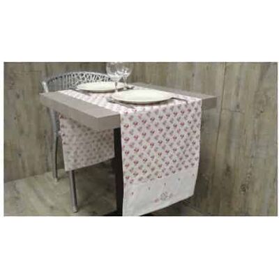 ATELIER DE LA DECO Chemin de table blanc avec broderie romantique - - Publicité ATELIER DE LA DECO Chemin de table blanc avec broderie romantique - - Publicité