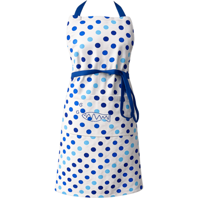 Douceur d'intérieur Tablier de cuisine à pois bleus avec poche brodée poisson – Coton - - Publicité Douceur d'intérieur Tablier de cuisine à pois bleus avec poche brodée poisson – Coton - - Publicité